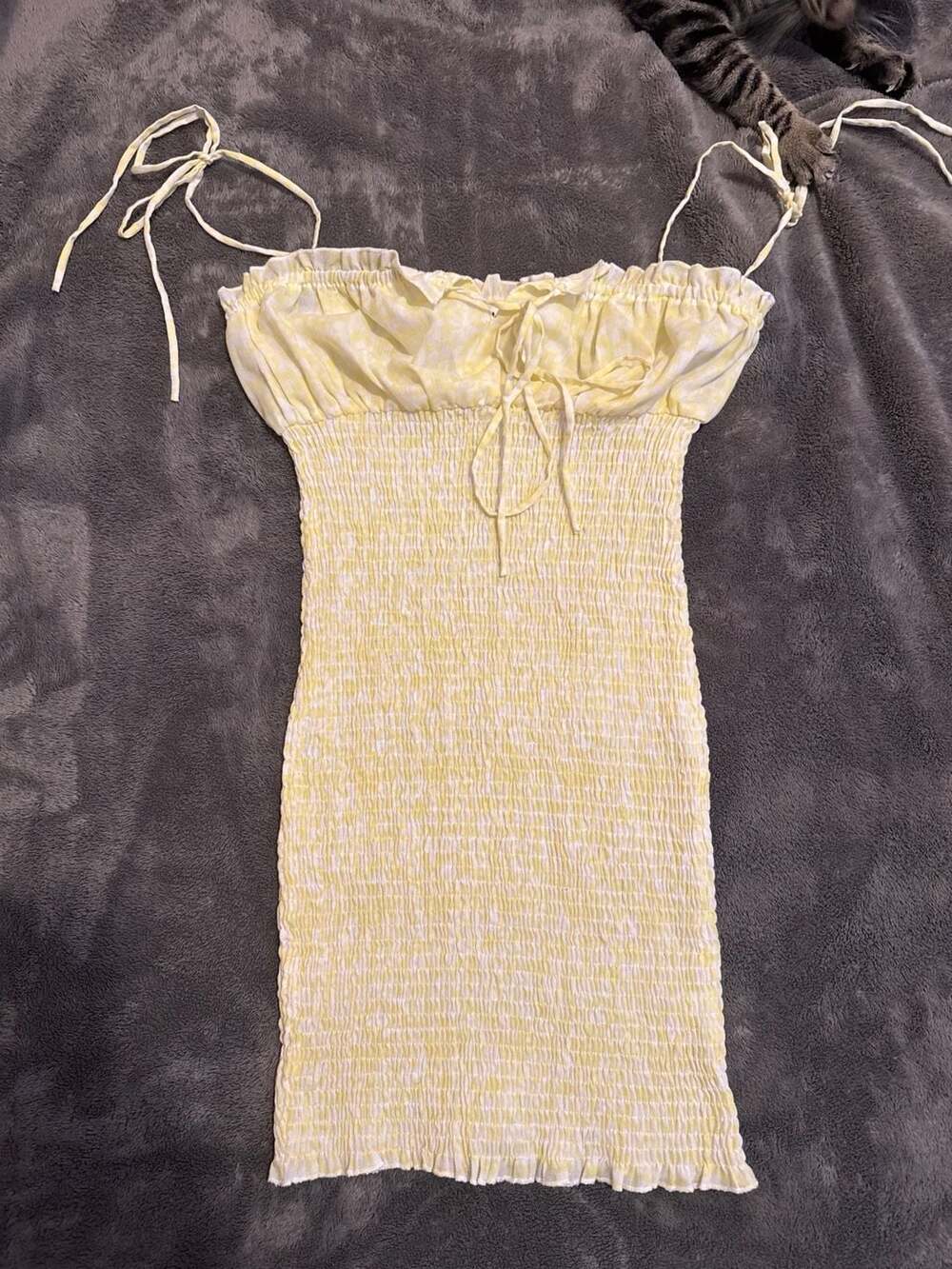 Princess Polly Korina Yellow Seersucker Mini Dress Size US 6